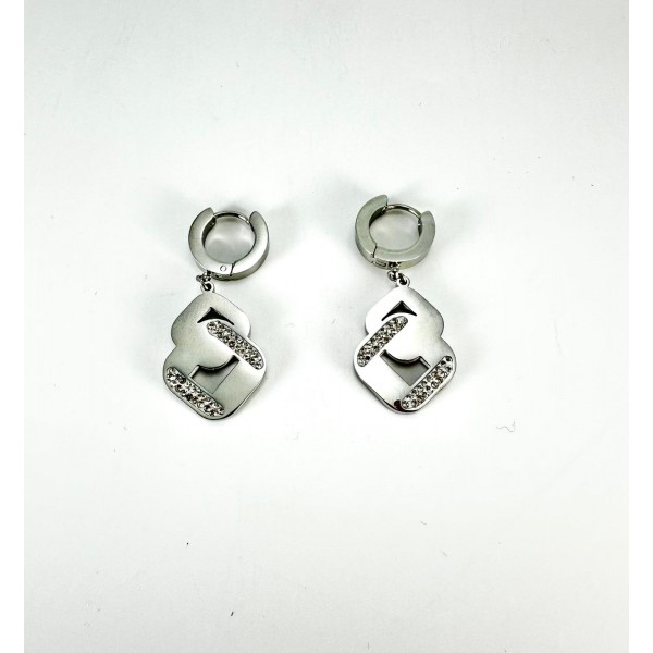 Gümüş Taş Detaylı Küpe